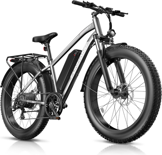 Funhang Electric Bike,1000W Peak Ebike, 25MPH 60Miles Ebikes for Adults with 48V 13AH Battery, 26" X4" Fat Tire Electric Bicycle, Front Suspension, 7 Speed, Rear Rack, Turn Signal, UL 2849 Certified