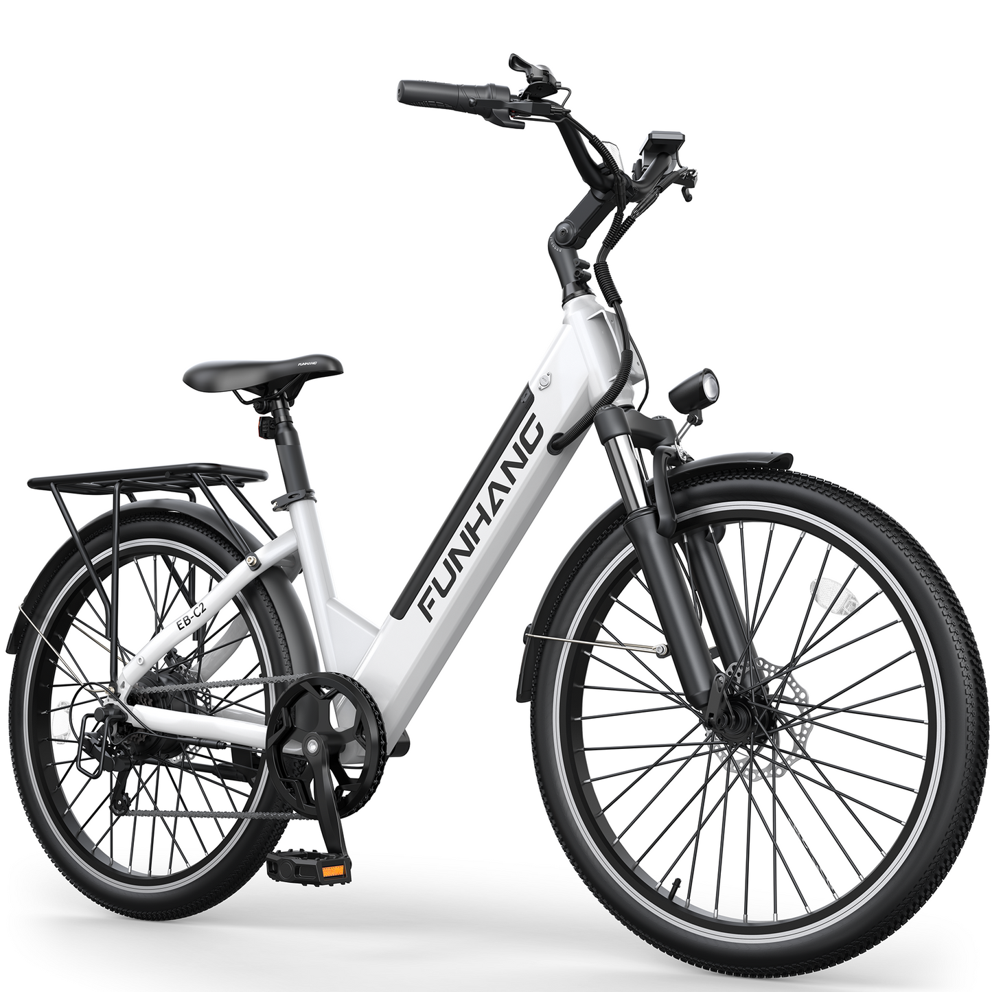 Funhang Electric Bike for Adults, 1000W Peak Ebike, 50Miles 21.7MPH Step Thru Electric Bicycle, 26" Commuter E Bikes with 48V Built-in Removable Battery, Adjustable Stem, 7-Speed, UL 2849 Certified