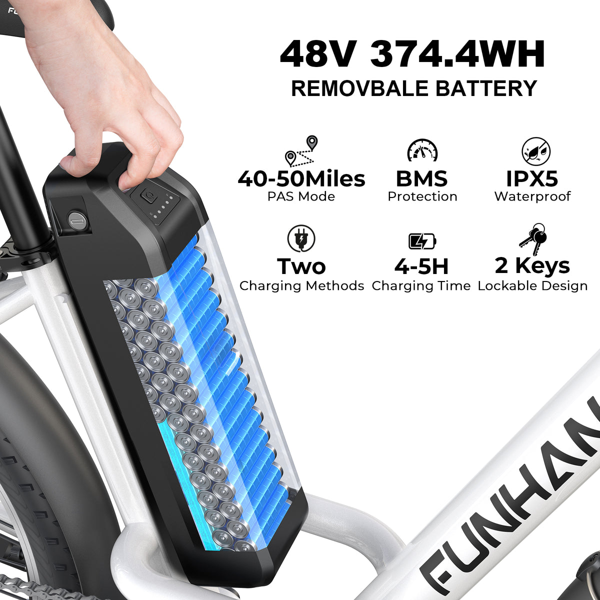 Funhang Electric Bike for Adults, 26" City Cruiser Ebike with 1000W Peak Motor, 20MPH 50 Miles Commuter Adult Electric Bicycles with 48V Battery, Adjustable Stem, 7-Speed, UL 2849 Certified