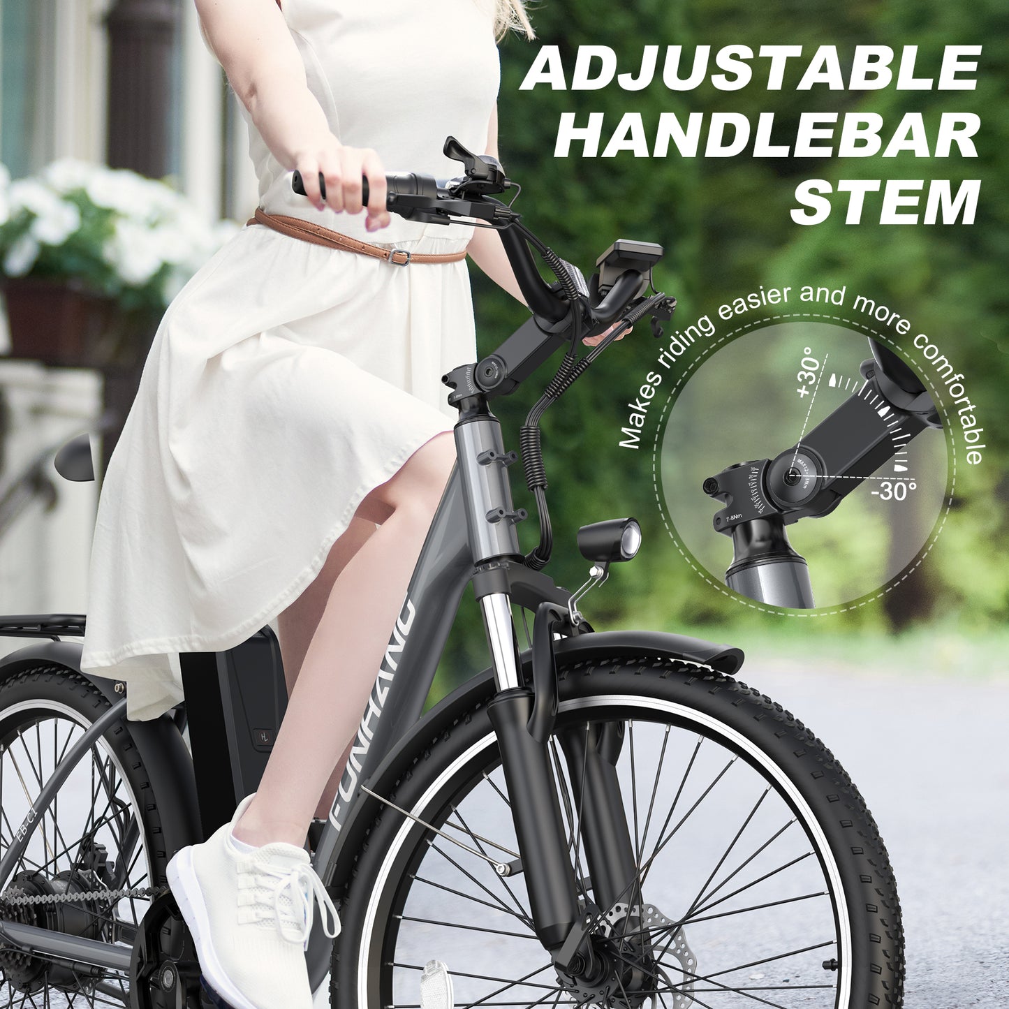 Funhang Electric Bike,26" City Cruiser Ebike with 1000W Peak Motor, 20MPH 50 Miles Commuter Adult Electric Bicycles with 48V Battery