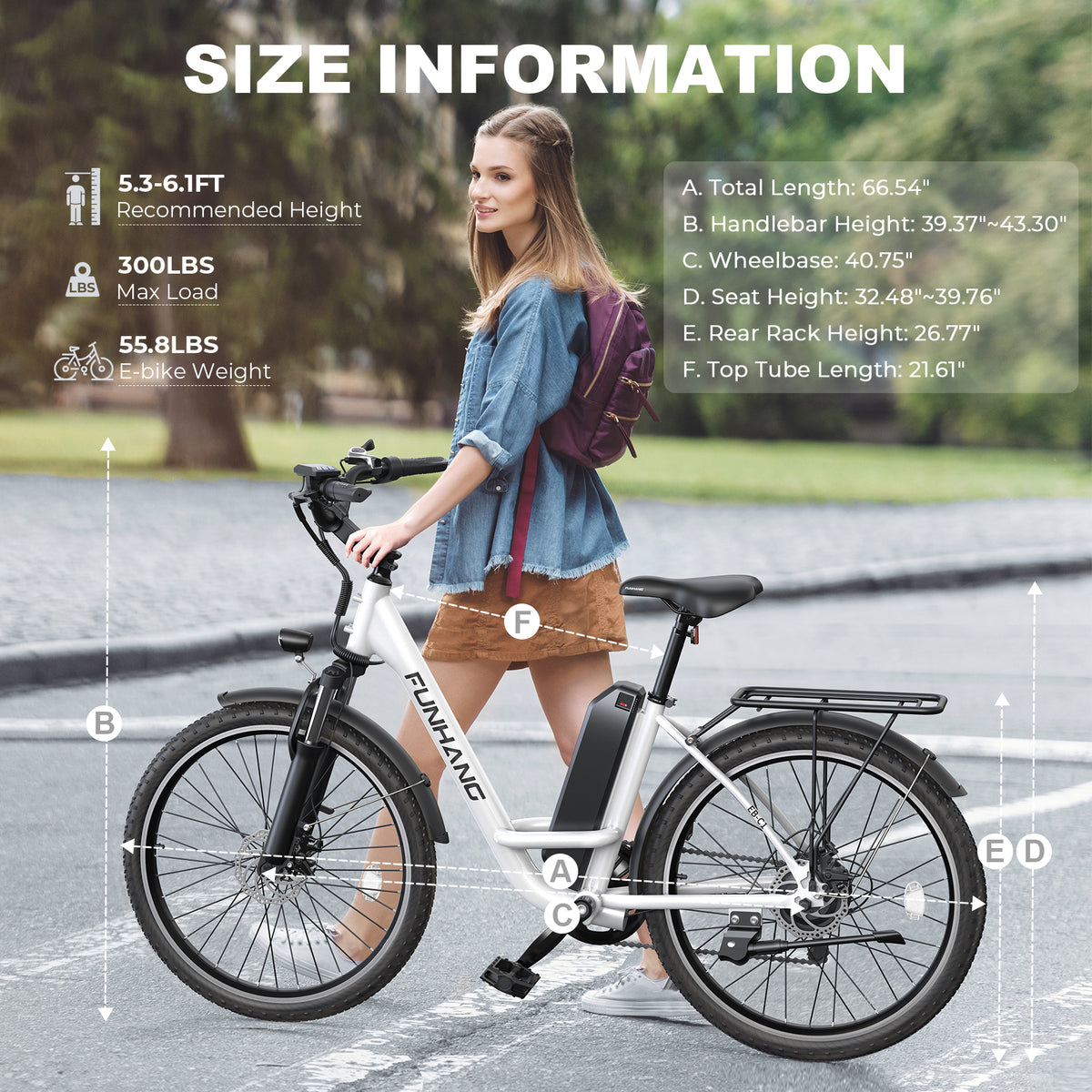 Funhang Electric Bike for Adults, 26" City Cruiser Ebike with 1000W Peak Motor, 20MPH 50 Miles Commuter Adult Electric Bicycles with 48V Battery, Adjustable Stem, 7-Speed, UL 2849 Certified